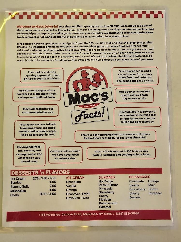 Mac's Drive-In Menu image 3